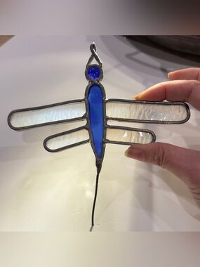 Vintage Stained Glass Dragonfly Sun Catcher